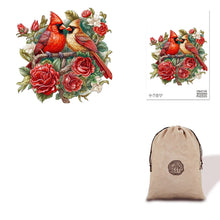 Load image into Gallery viewer, Cardinal Pair Wooden Puzzle Eco Bag