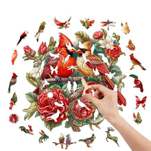 Load image into Gallery viewer, Cardinal Pair Wooden Puzzle Pieces