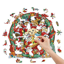 Load image into Gallery viewer, Christmas Dogs Wooden Puzzle Pieces