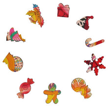 Load image into Gallery viewer, Christmas Lit Candles - Wooden Puzzle - Pieces