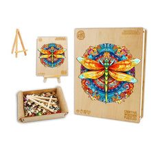 Load image into Gallery viewer, Mandala Dragonfly Box Wooden Puzzle