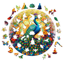 Load image into Gallery viewer, Mandala Peacock Wooden Puzzle Pieces