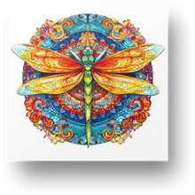 Load image into Gallery viewer, Mandala Dragonfly Wooden Puzzle Main Image