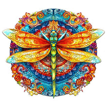 Load image into Gallery viewer, Mandala Dragonfly Wooden Jigsaw Puzzle