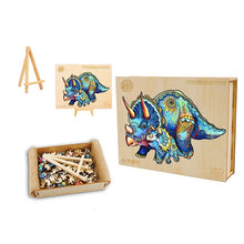 Load image into Gallery viewer, Triceratops Box Wooden Puzzle