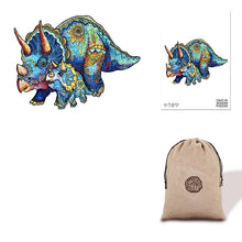 Load image into Gallery viewer, Triceratops Eco Bag Wooden Puzzle
