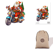 Load image into Gallery viewer, Biker Santa Eco Bag Wooden Puzzle