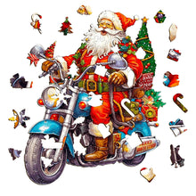 Load image into Gallery viewer, Biker Santa Wooden Puzzle Pieces