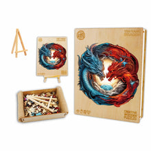 Load image into Gallery viewer, Dragons of Fire and Ice Box Wooden Puzzle