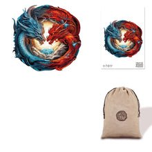 Load image into Gallery viewer, Dragons of Fire and Ice Eco Bag Wooden Puzzle