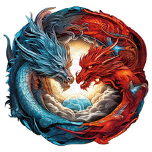 Load image into Gallery viewer, Dragons of Fire and Ice Wooden Puzzle