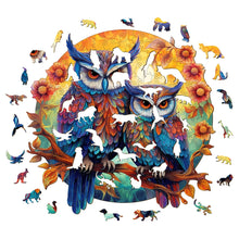 Load image into Gallery viewer, Pair of Owls Wooden Puzzle Pieces