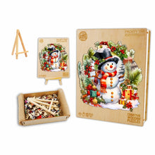 Load image into Gallery viewer, Snowman with Presents - Box Wooden Puzzle
