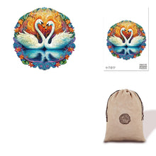 Load image into Gallery viewer, Swans in Love Eco Bag Wooden Puzzle