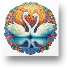 Load image into Gallery viewer, Swans in Love Wooden Puzzle Main Image