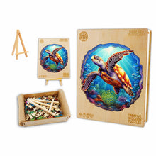 Load image into Gallery viewer, Swimming Turtle Box Wooden Puzzle