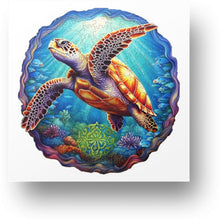 Load image into Gallery viewer, Swimming Turtle Wooden Puzzle Main Image