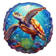 Load image into Gallery viewer, Swimming Turtle Wooden Puzzle