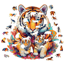 Load image into Gallery viewer, Tiger Family Wooden Puzzle Pieces