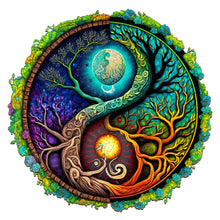 Load image into Gallery viewer, Tree of Life Sun and Moon - Wooden Jigsaw Puzzle