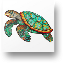 Load image into Gallery viewer, Turquoise Turtle Wooden Puzzle Main Image