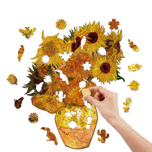 Load image into Gallery viewer, Van Gogh Sunflowers Wooden Puzzle Pieces