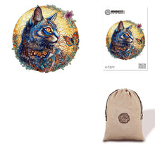 Load image into Gallery viewer, Whimsical Cat and Butterfly Eco Bag Wooden Puzzle
