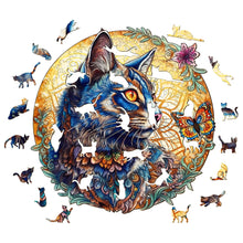 Load image into Gallery viewer, Whimsical Cat and Butterfly Wooden Puzzle Pieces