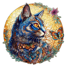 Load image into Gallery viewer, Whimsical Cat and Butterfly Wooden Jigsaw Puzzle