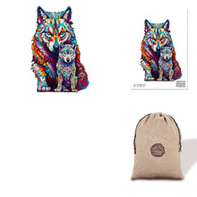 Load image into Gallery viewer, Wolf with Pup - Eco Bag Wooden Puzzle