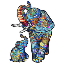 Load image into Gallery viewer, Elephant Family Wooden Jigsaw Puzzle