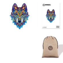 Load image into Gallery viewer, Fierce Wolf Wooden Puzzle Eco Bag