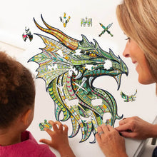 Load image into Gallery viewer, Majestic Green Dragon Wooden Jigsaw Puzzle