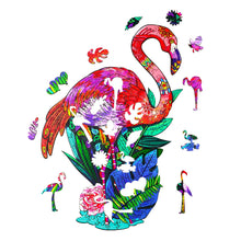 Load image into Gallery viewer, Elegant Flamingo Wooden Puzzle Pieces