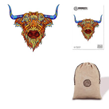 Load image into Gallery viewer, Highland Cow Wooden Puzzle Eco Bag