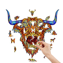 Load image into Gallery viewer, Highland Cow Wooden Puzzle Pieces