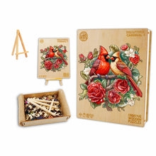 Load image into Gallery viewer, Cardinal Pair Wooden Puzzle Box
