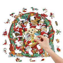 Load image into Gallery viewer, Christmas Dogs Wooden Puzzle Pieces
