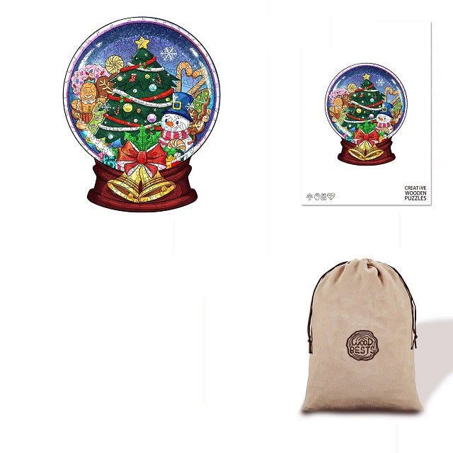 Christmas Glassball Eco Bag Wooden Puzzle