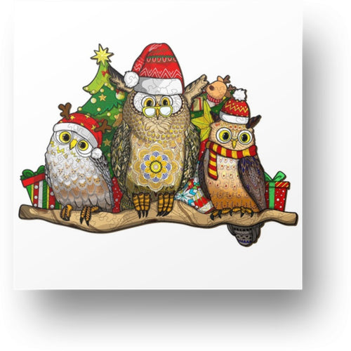 Christmas Owls - Wooden Puzzle - Main Image