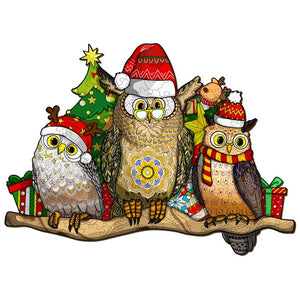 Christmas Owls - Wooden Jigsaw Puzzle