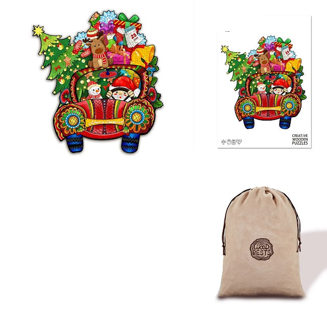 Christmas Red Truck -Eco Bag - Wooden Puzzle