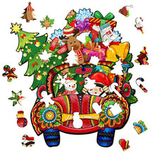 Load image into Gallery viewer, Christmas Red Truck - Wooden Puzzle - Pieces
