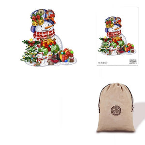 Christmas Snowman - Eco Bag Wooden Puzzle