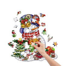 Load image into Gallery viewer, Christmas Snowman - Wooden Puzzle Pieces
