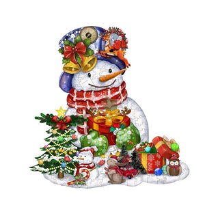 Christmas Snowman - Wooden Jigsaw Puzzle