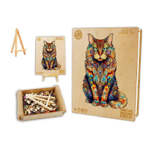 Fluffy Cat Box Wooden Puzzle
