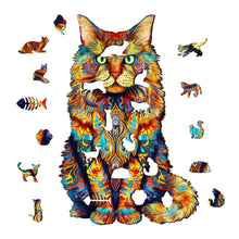 Load image into Gallery viewer, Fluffy Cat Wooden Puzzle Pieces
