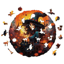 Load image into Gallery viewer, Halloween Witch - Wooden Puzzle Pieces
