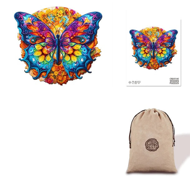 Mandala Butterfly Eco Bag Wooden Puzzle